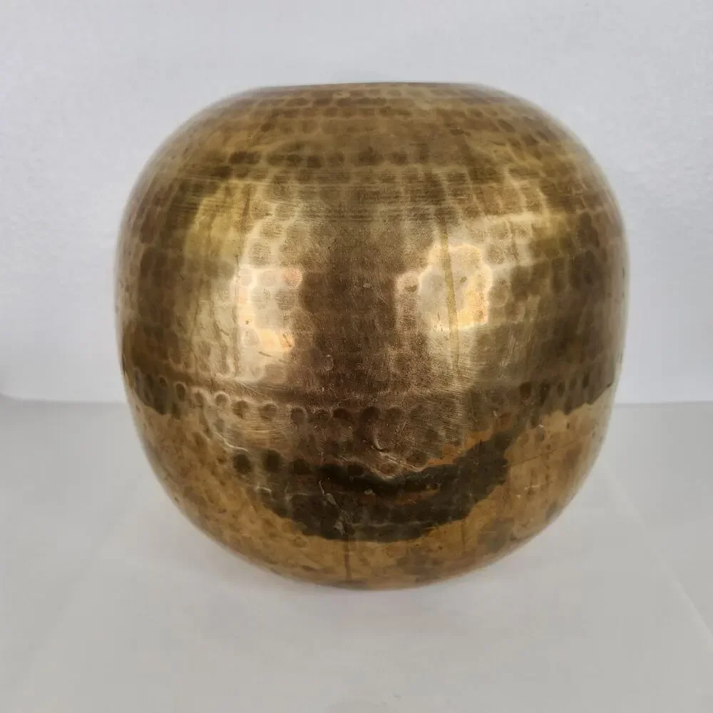 VTG Seiden International Hammered Round Brass Vase Pot Bohemian Home Decor